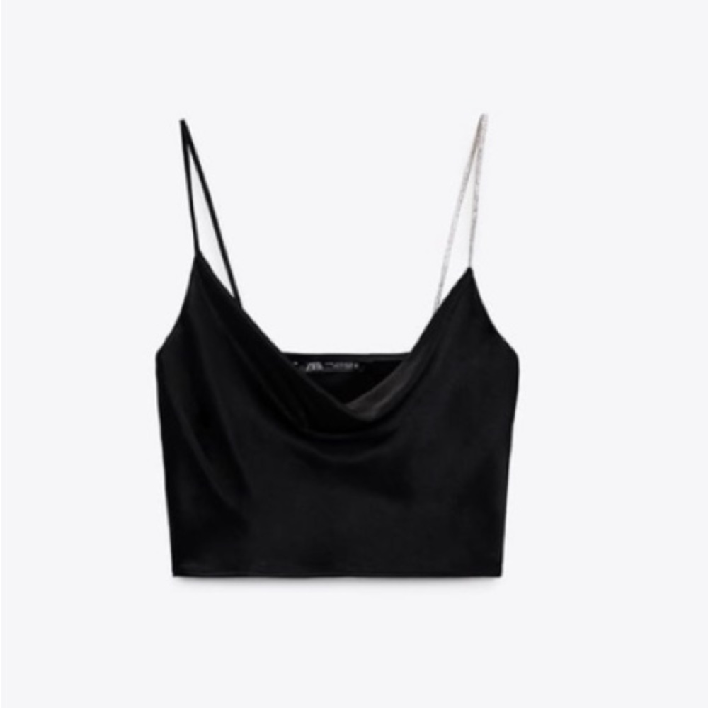 Zara XS Black Rhinestone Strap Camisole